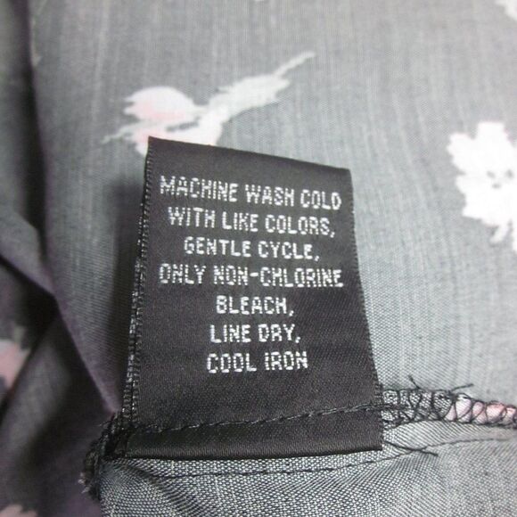 Jill Stuart Womens Size M VINTAGE 90's Black Floral Dress Button Front  36" Bust - Picture 10 of 11